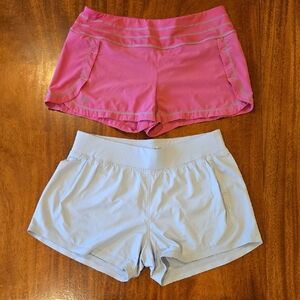 2 Pair Athleta Running Athletic Shorts Medium Pink Grey